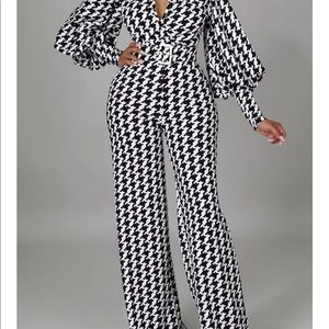 Black and white pantsuit.